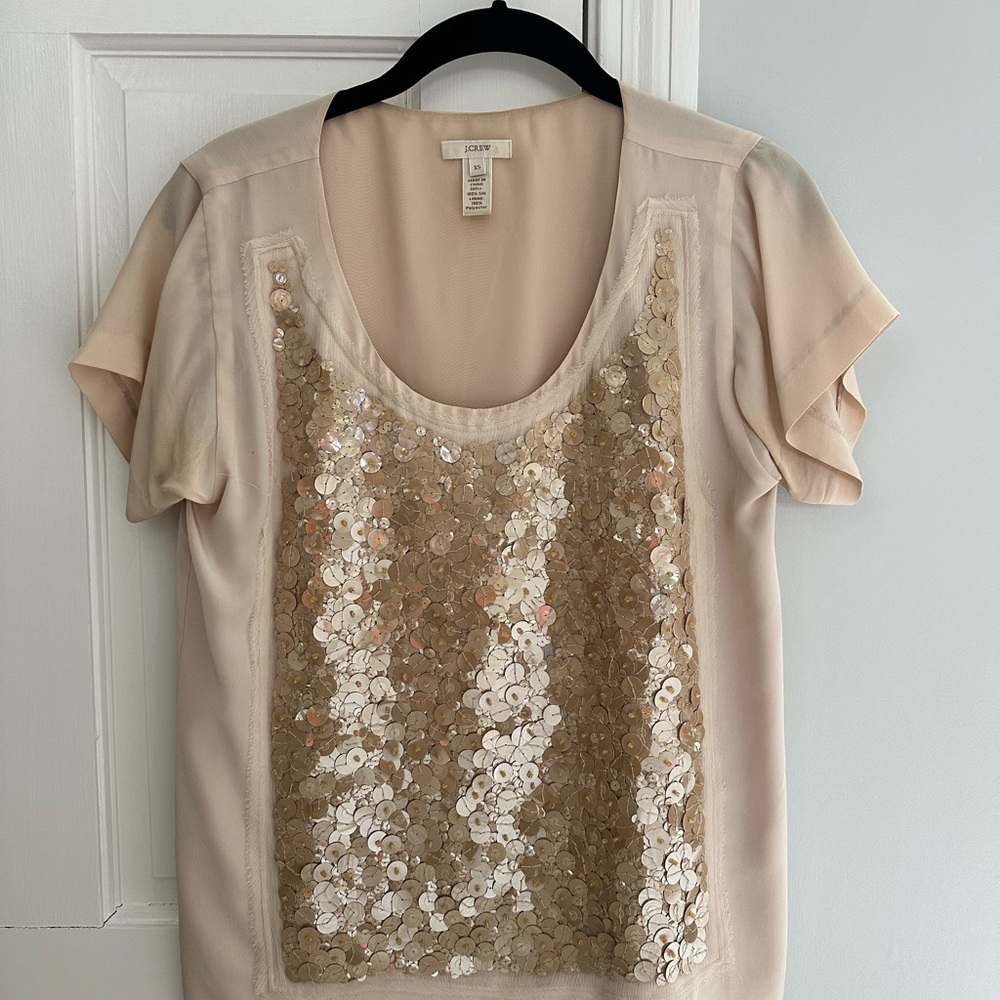 J. Crew Beige Sequin Women's Top